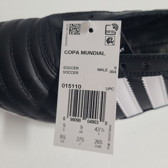 NEW Adidas Copa Mundial Soccer Cleats 015110 Size 9.5 Black